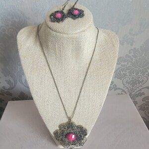 Brass Flower Necklace Set